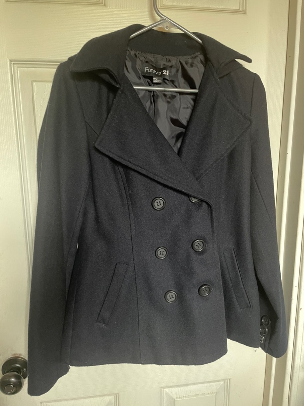 Forever 21 Black Double-Breasted Pea Coat